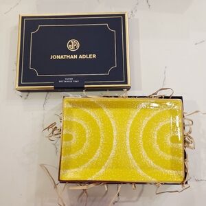 Jonathan Adler Vapor Rectangle Tray Soft Spray Yellow High Fired Porcelain